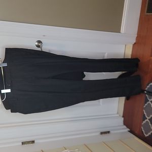 Black pleated textured dress pants